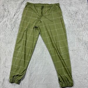 Albion Jetset Joggers Size XXL Nylon Green Grid Windowpane Ankle Zip Granola